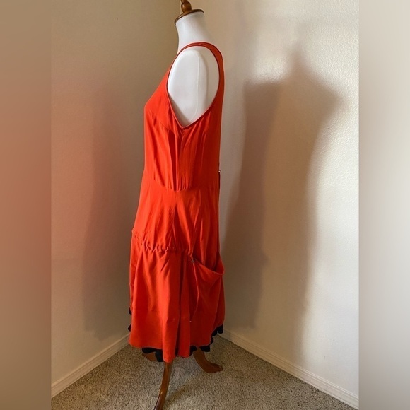 Derek Lam Women’s Silk Dress Red & Black Size 8 Knee Length Flowy Layered Dress - Picture 2 of 10